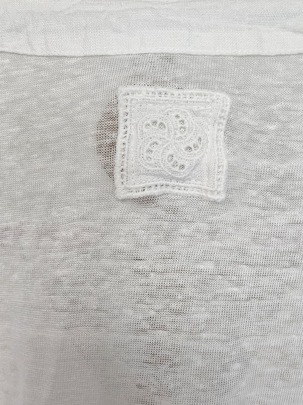 120% Lino White Linen Blend Beaded Tunic Top Boho Luxe Lightweight Blouse 19 ptp - Picture 9 of 9